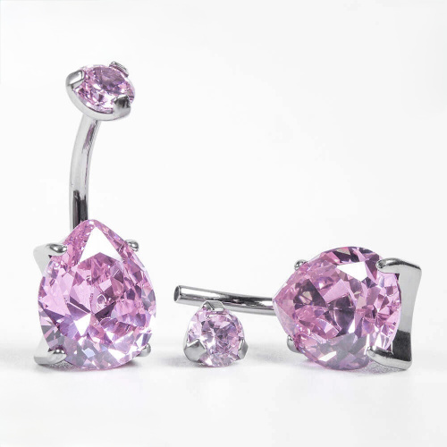 Банан с Розовой Каплей Фианит 1.6 мм (14G) фото 2